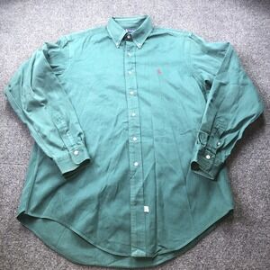 Ralph Lauren Shirt Mens L Green Red Pony Classic Fit Dress Button Down Vtg